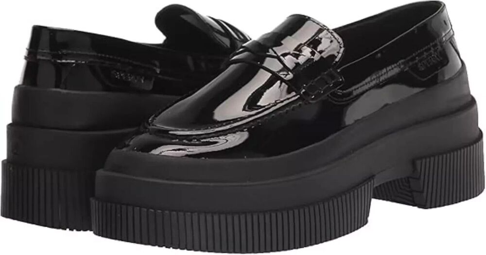 Sperry Highland Platform Loafers Womens 9.5 Black Leather Chunky Lug Sole New